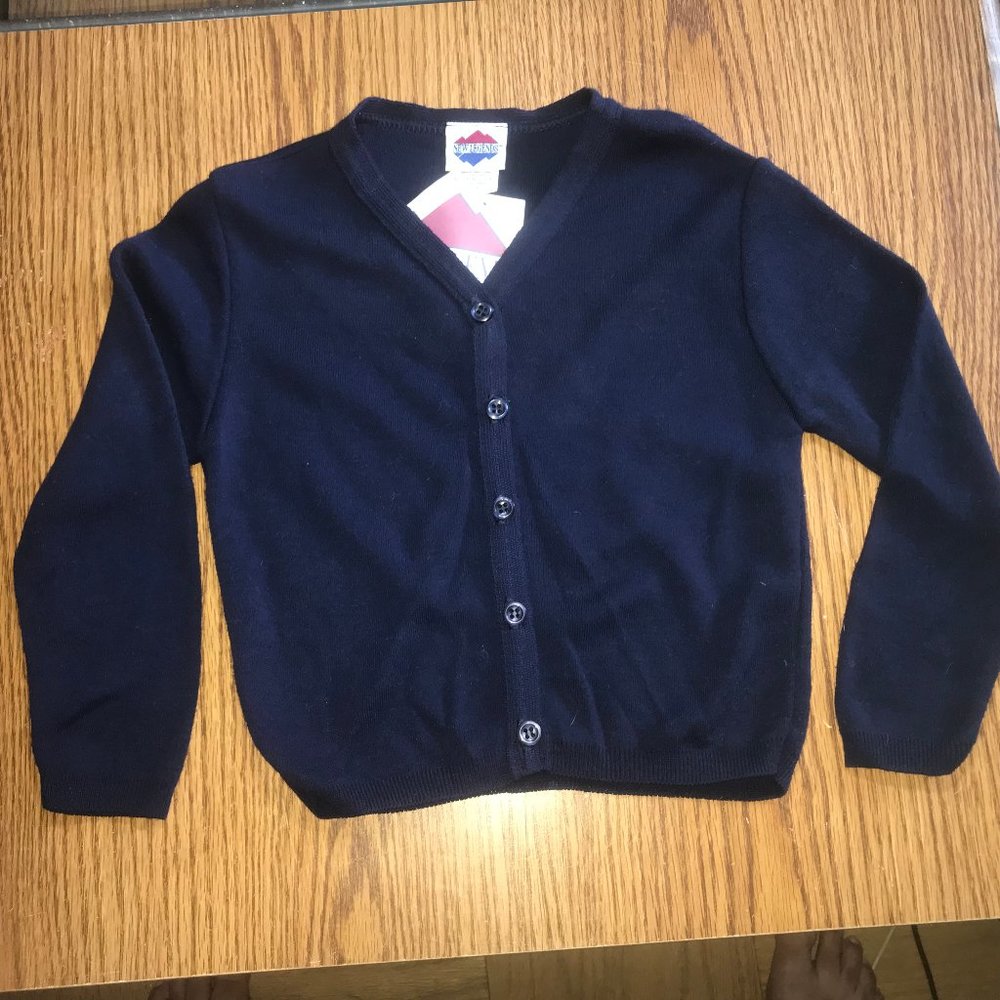 New Legends navy cardigan sweater girl's 4 NWT